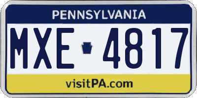 PA license plate MXE4817