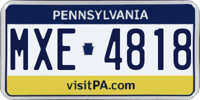 PA license plate MXE4818