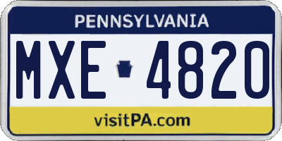 PA license plate MXE4820