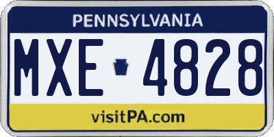 PA license plate MXE4828