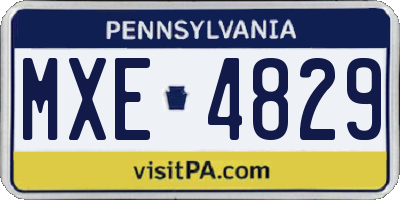 PA license plate MXE4829