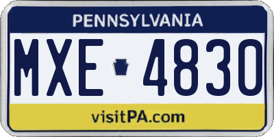 PA license plate MXE4830