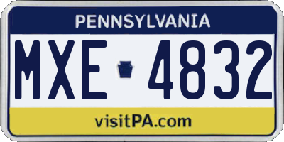 PA license plate MXE4832