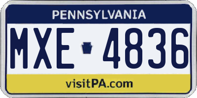 PA license plate MXE4836