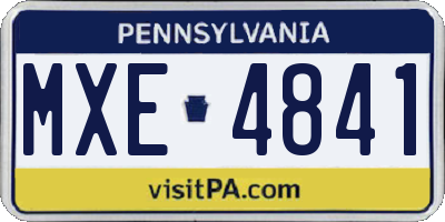 PA license plate MXE4841