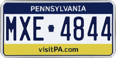PA license plate MXE4844