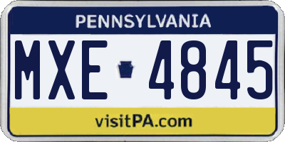 PA license plate MXE4845
