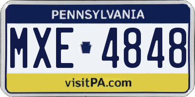 PA license plate MXE4848