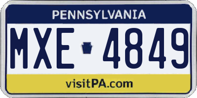 PA license plate MXE4849