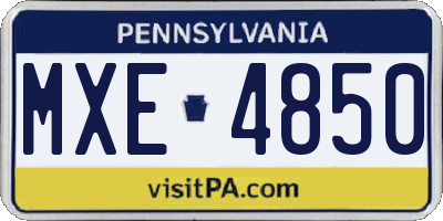 PA license plate MXE4850