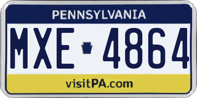 PA license plate MXE4864