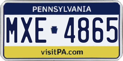 PA license plate MXE4865