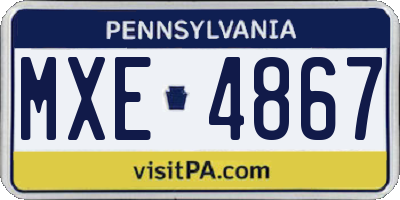 PA license plate MXE4867