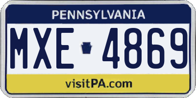 PA license plate MXE4869