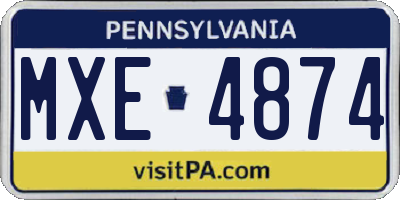PA license plate MXE4874
