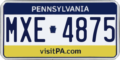 PA license plate MXE4875