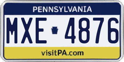 PA license plate MXE4876
