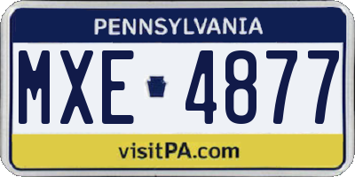 PA license plate MXE4877