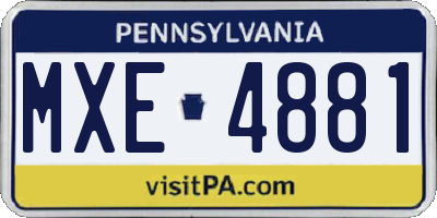 PA license plate MXE4881