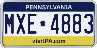 PA license plate MXE4883