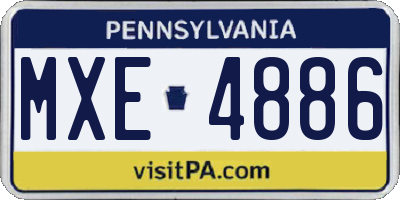 PA license plate MXE4886