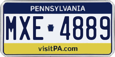 PA license plate MXE4889