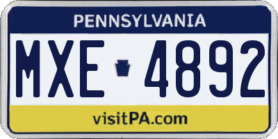 PA license plate MXE4892