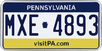 PA license plate MXE4893
