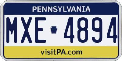 PA license plate MXE4894