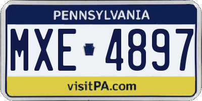 PA license plate MXE4897