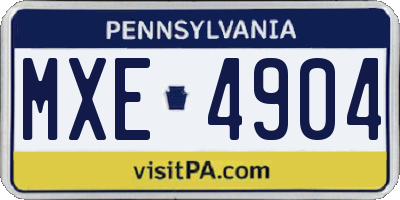 PA license plate MXE4904