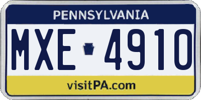 PA license plate MXE4910