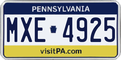 PA license plate MXE4925