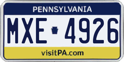 PA license plate MXE4926