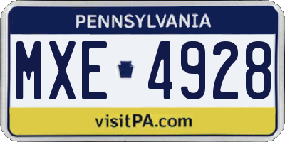 PA license plate MXE4928
