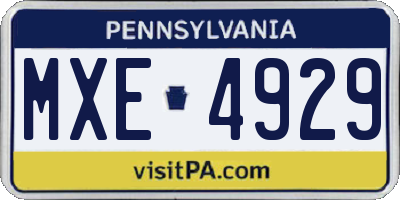 PA license plate MXE4929