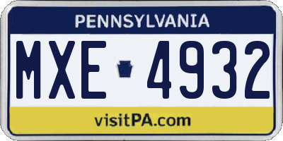 PA license plate MXE4932