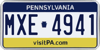 PA license plate MXE4941