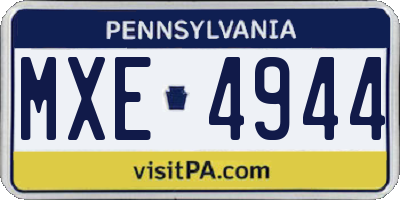 PA license plate MXE4944