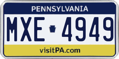 PA license plate MXE4949