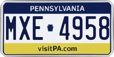 PA license plate MXE4958