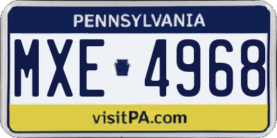 PA license plate MXE4968
