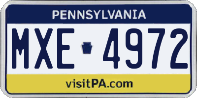 PA license plate MXE4972