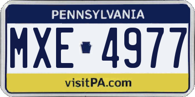 PA license plate MXE4977
