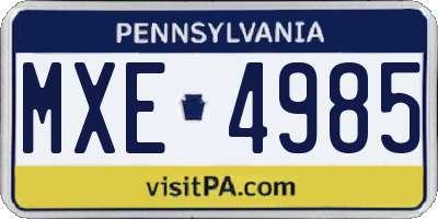 PA license plate MXE4985