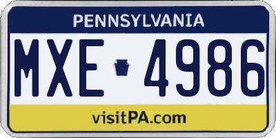 PA license plate MXE4986