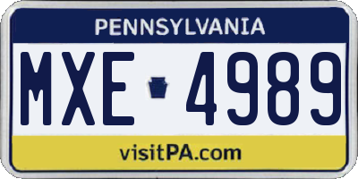 PA license plate MXE4989