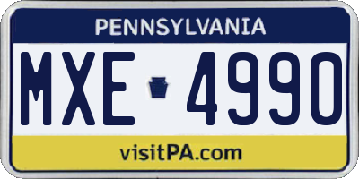 PA license plate MXE4990