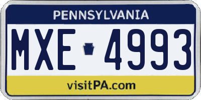 PA license plate MXE4993
