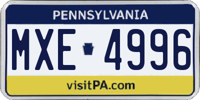 PA license plate MXE4996
